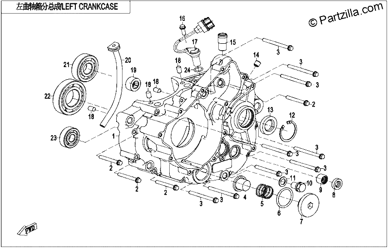 Diagrama de LEFT CRANKCASE