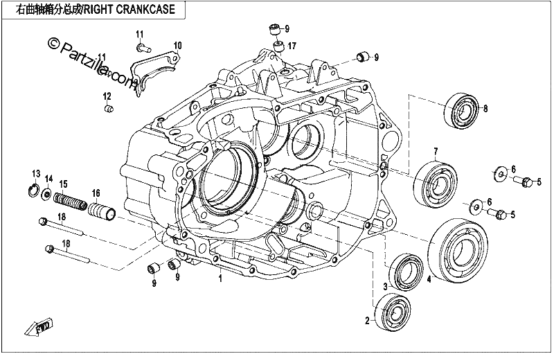 Diagrama de RIGHT CRANKCASE