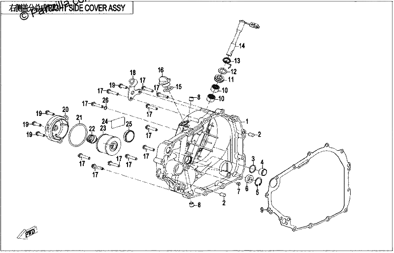 Diagrama de RIGHT SIDE COVER CABLE VERSION
