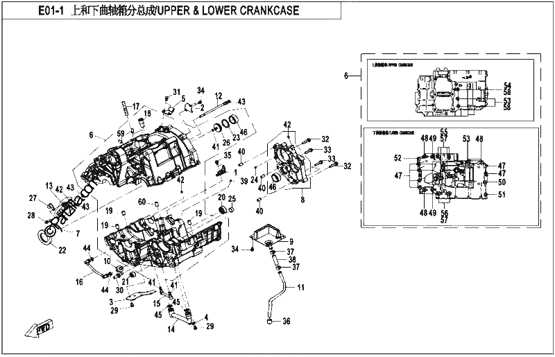Diagrama de UPPER LOWER CRANKCASE