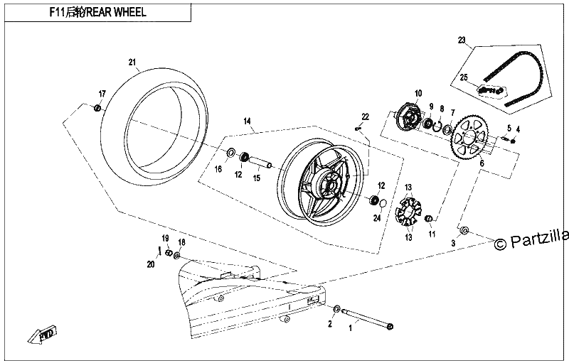 Diagrama de REAR WHEEL RIM MATTE BLACK