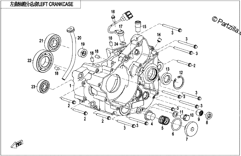 Diagrama de LEFT CRANKCASE