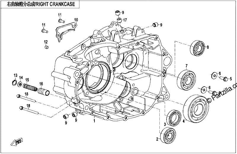 Diagrama de RIGHT CRANKCASE