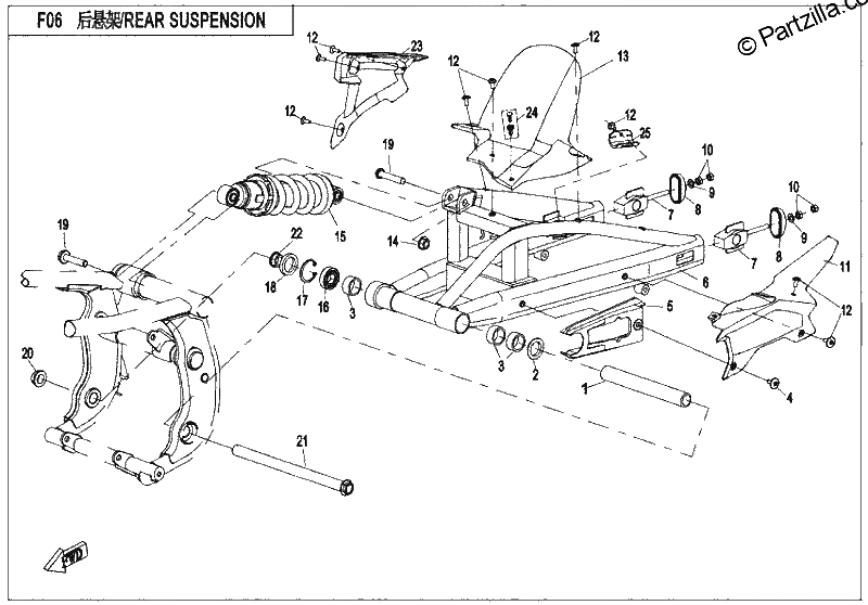 Diagrama de REAR SUSPENSION SHOCK ABSORBER KYB