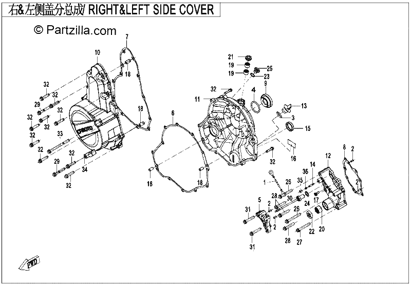 Diagrama de RIGHT LEFT SIDE COVER