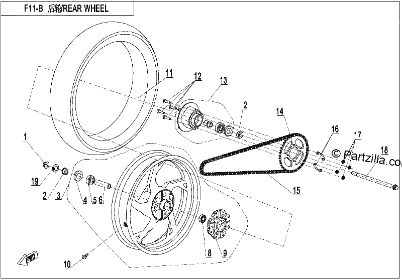 Diagrama de REAR WHEEL MATTE BLACK