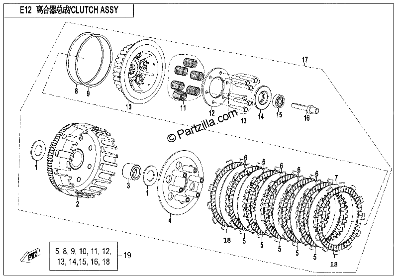 Diagrama de CLUTCH CABLE VERSION