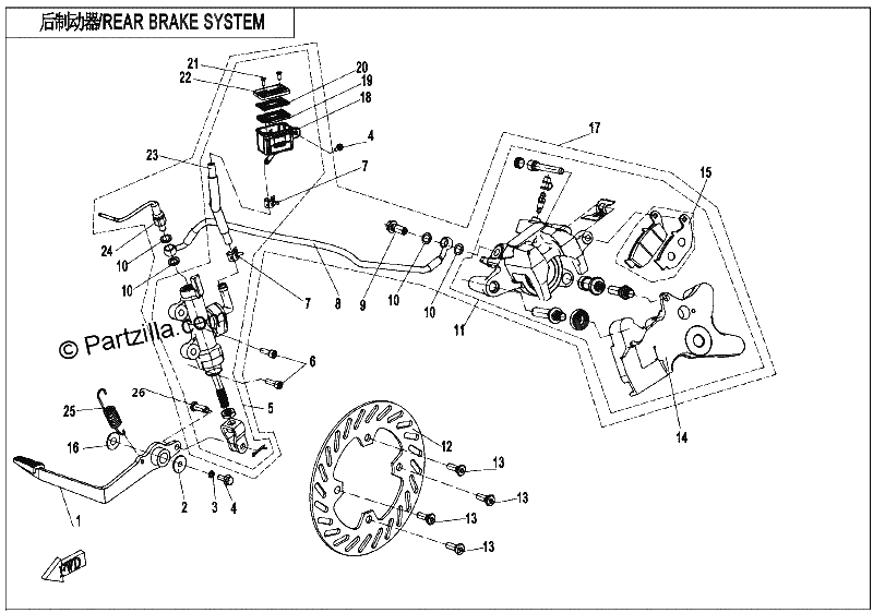 Diagrama de REAR BRAKE SYSTEMIHANGTEI