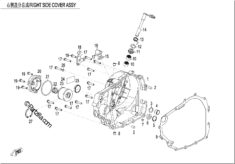 Diagrama de RIGHT SIDE COVER CABLE VERSION