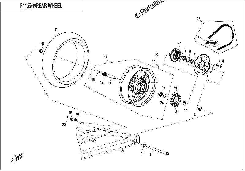Diagrama de REAR WHEEL