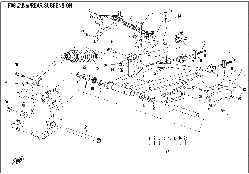 Diagrama de REAR SUSPENSION KYB