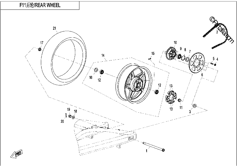 Diagrama de REAR WHEEL