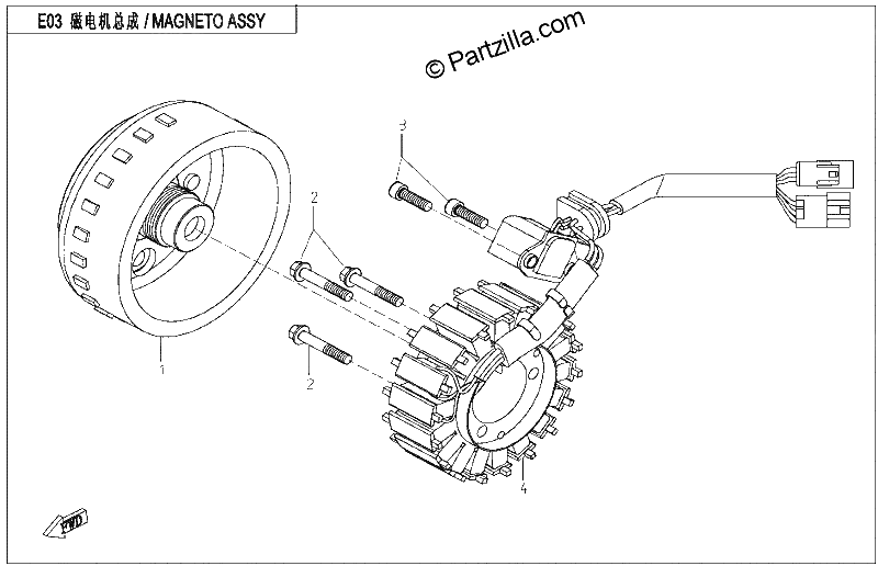 Diagrama de MAGNETO STATOR ASSY