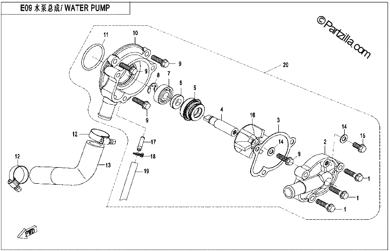 Diagrama de WATER PUMP ASSY 1