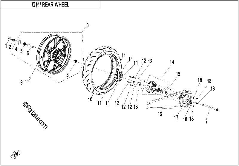 Diagrama de REAR WHEEL