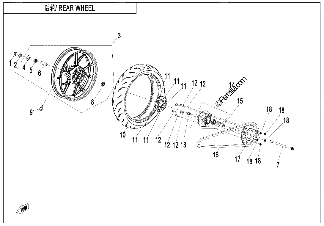 Diagrama de REAR WHEEL