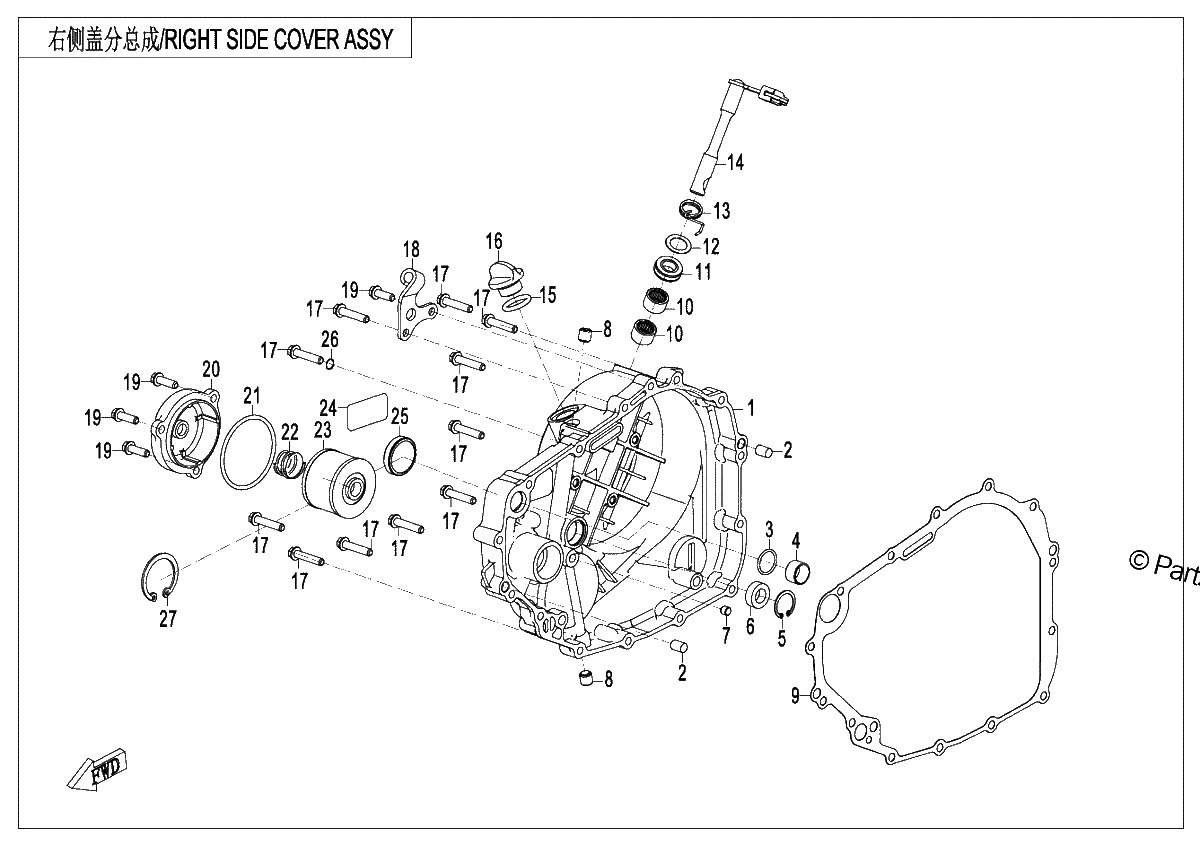 Diagrama de RIGHT SIDE COVER CABLE VERSION