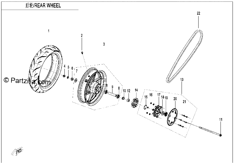 Diagrama de REAR WHEEL
