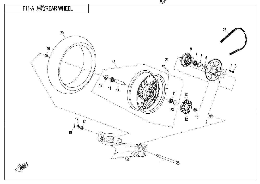 Diagrama de REAR WHEEL