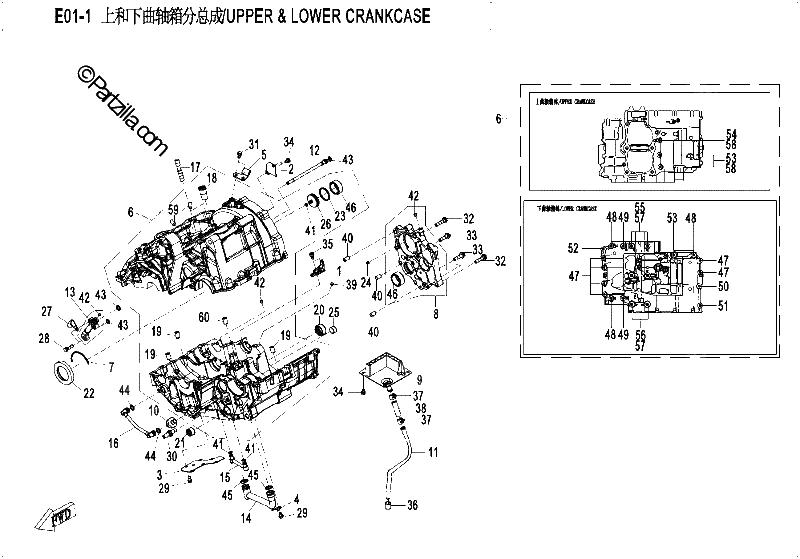 Diagrama de UPPER LOWER CRANKCASE