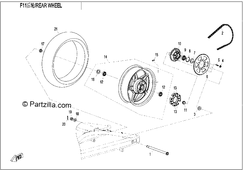 Diagrama de REAR WHEEL