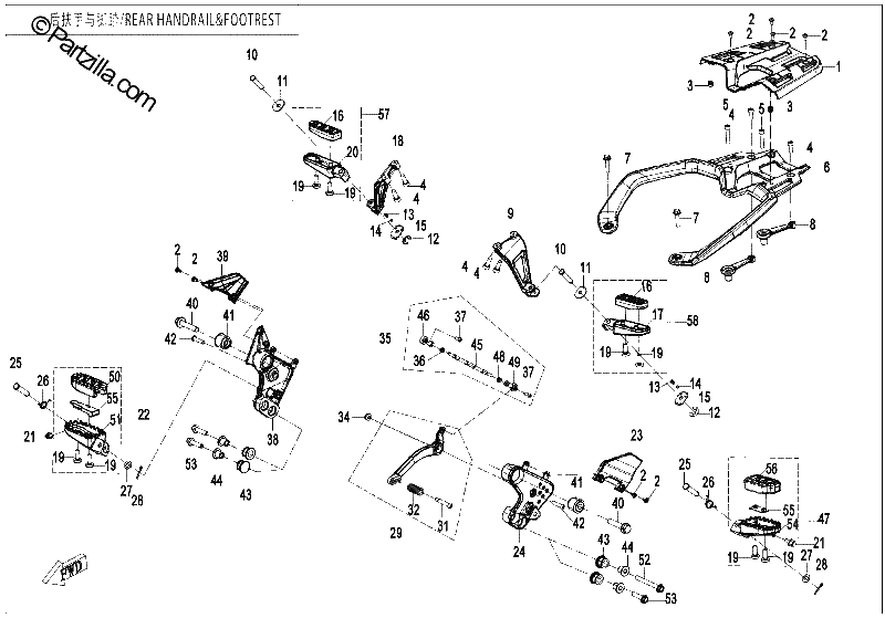 Diagrama de FOOTREST REAR HANDRAIL