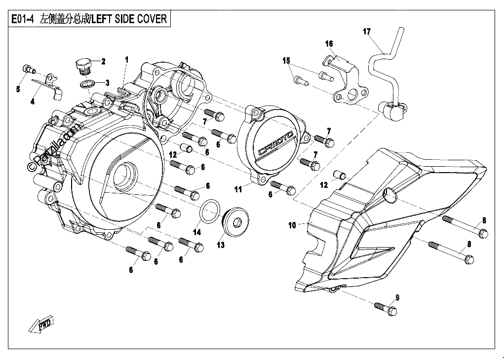 Diagrama de LEFT SIDE COVER ASSY