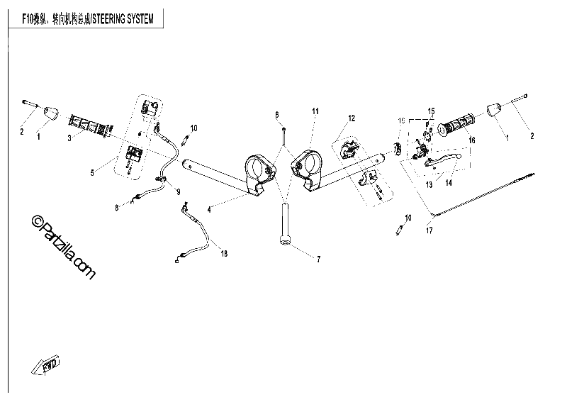 Diagrama de STEERING SYSTEMIDOUBLE THROTTLE CABLEI