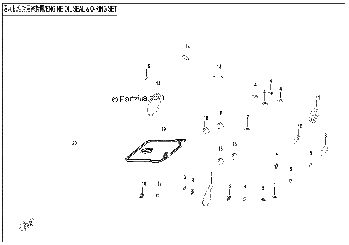 Diagrama de ENGINE OIL SEAL O RING SET