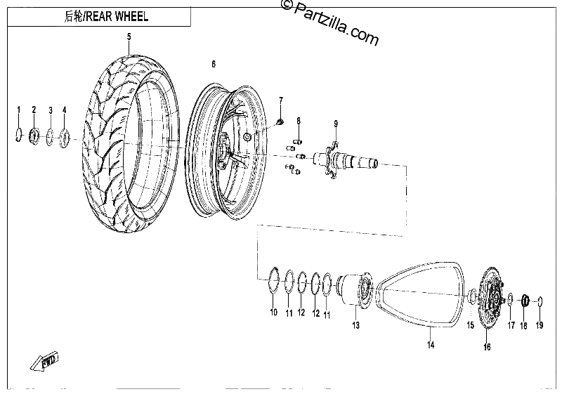 Diagrama de REAR WHEEL