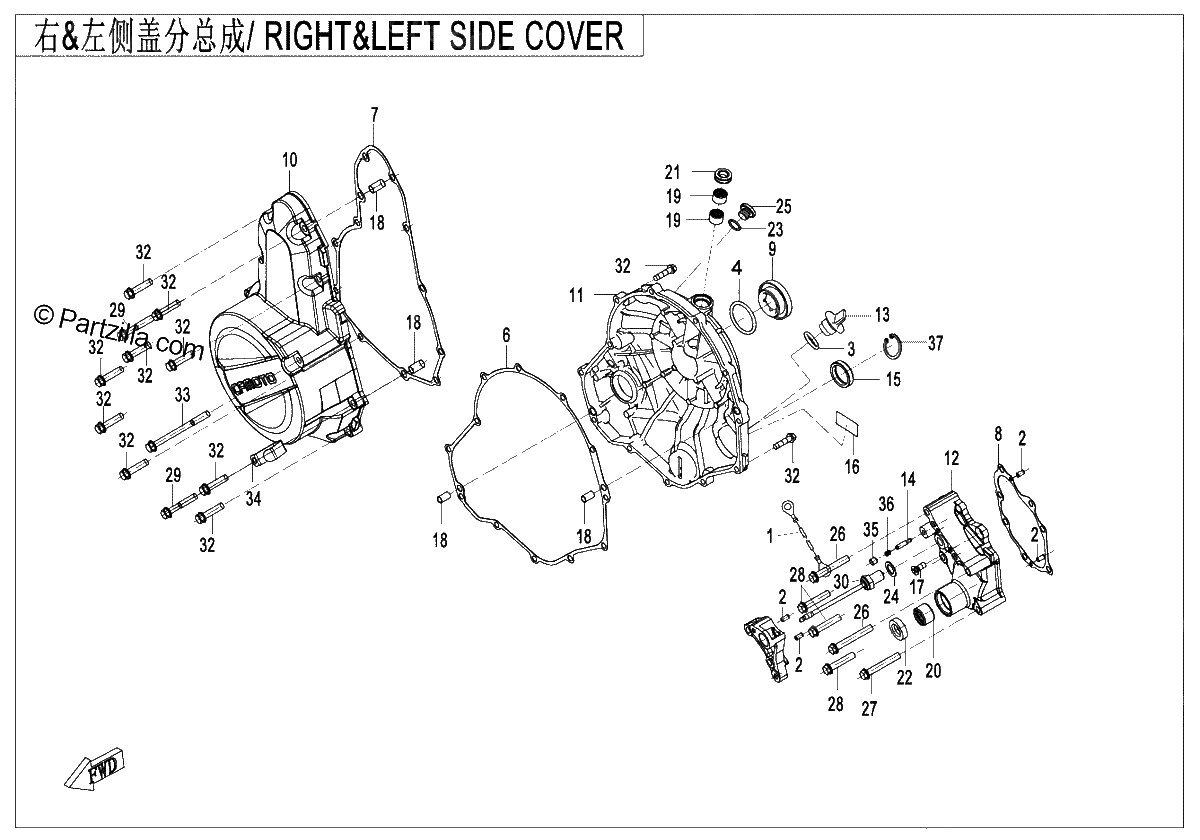 Diagrama de RIGHT LEFT SIDE COVER