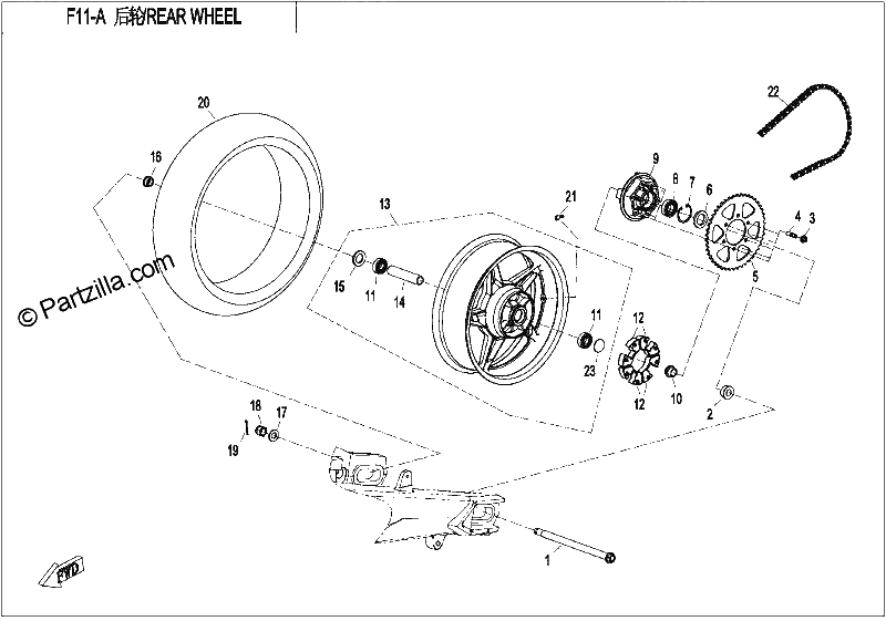 Diagrama de REAR WHEEL
