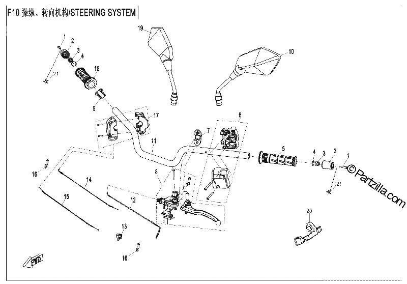Diagrama de STEERING SYSTEM NON HAND GUARD