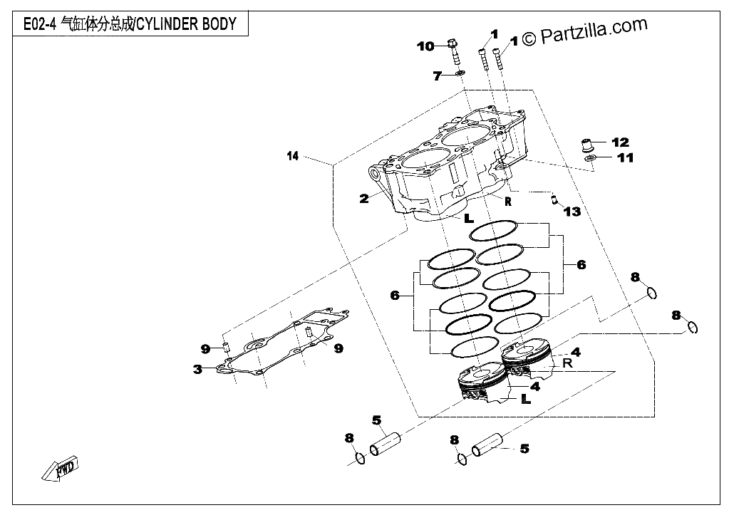 Diagrama de CYLINDER BODY WITH SLIPPER CLUTCH
