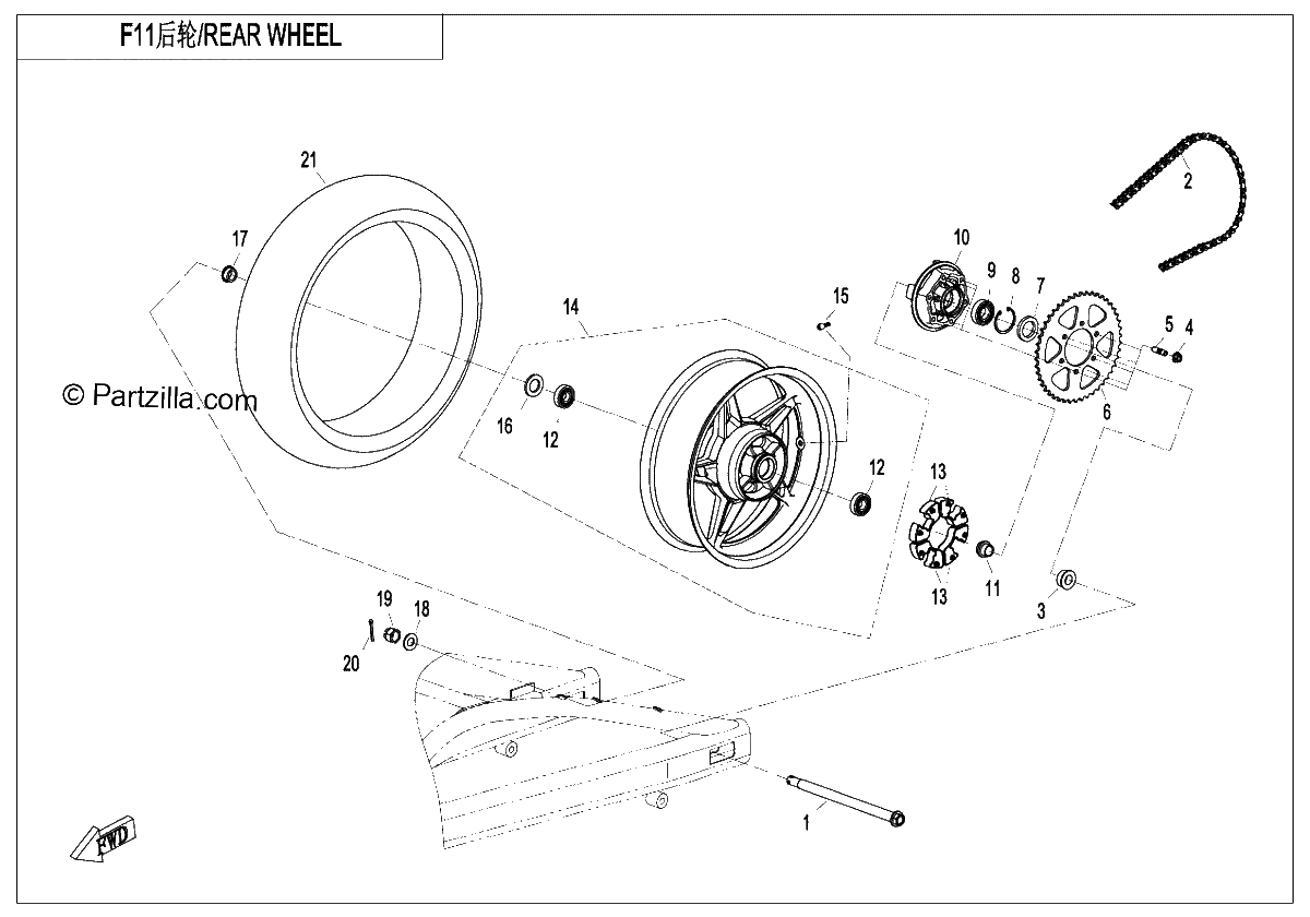 Diagrama de REAR WHEEL