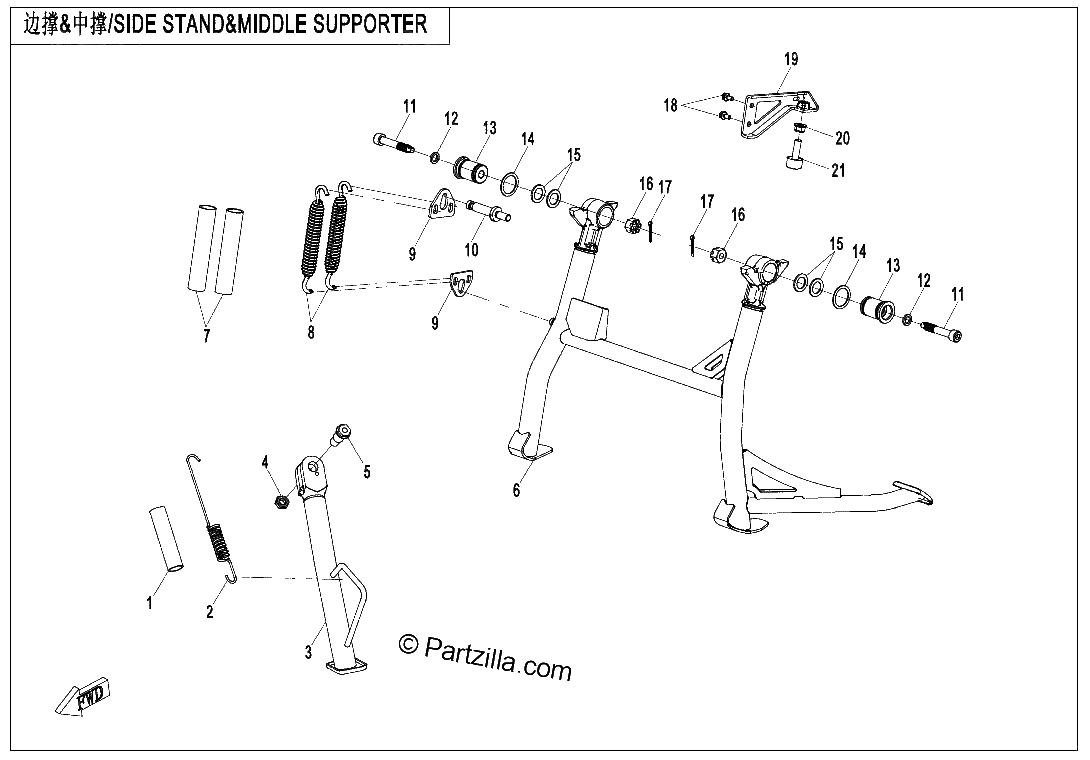 Diagrama de SIDE STAND MIDDLE SUPPORTER