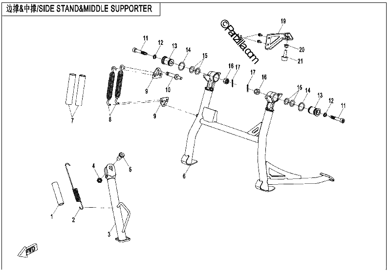 Diagrama de SIDE STAND MIDDLE SUPPORTER