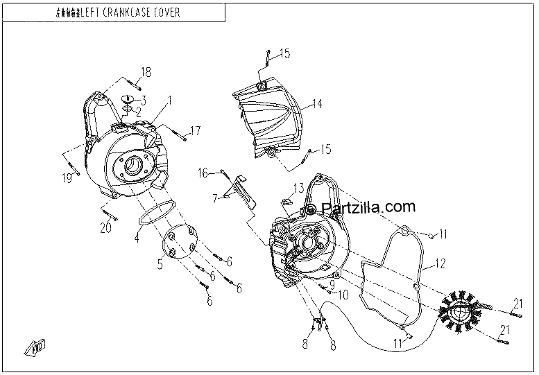 Diagrama de LEFT CRANKCASE COVER