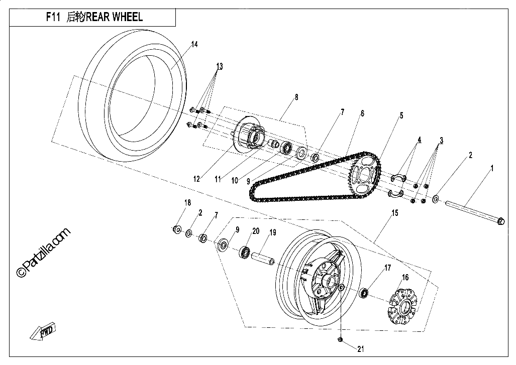 Diagrama de REAR WHEEL