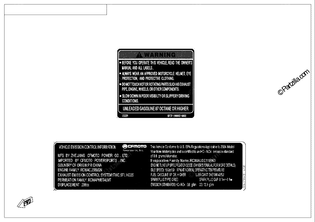 Diagrama de WARNING DECAL US