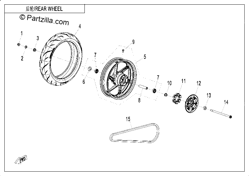 Diagrama de REAR WHEEL