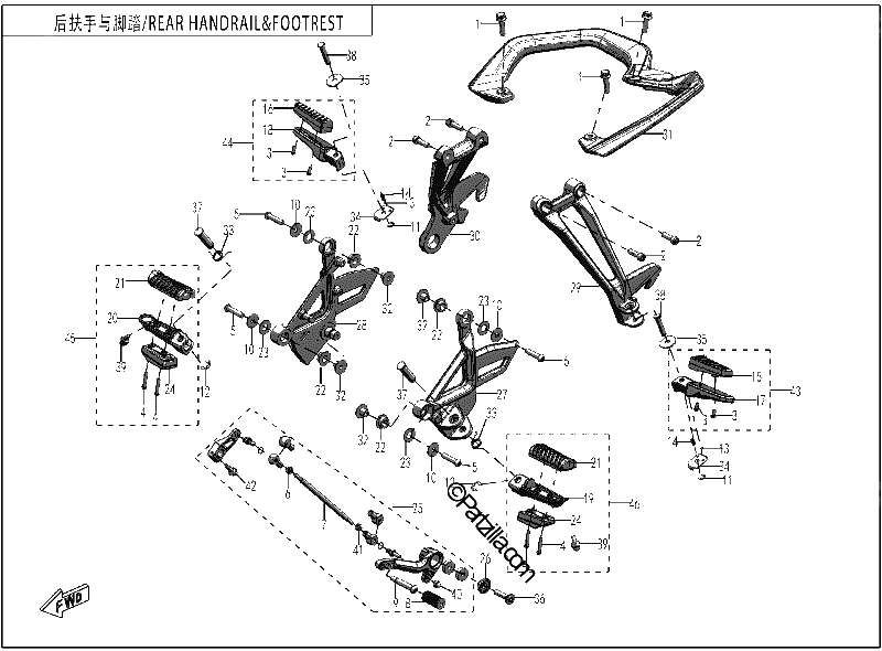Diagrama de REAR HANDRAIL FOOTREST