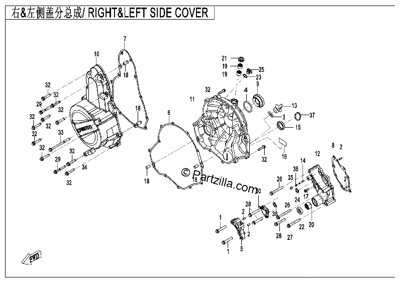 Diagrama de RIGHT LEFT SIDE COVER