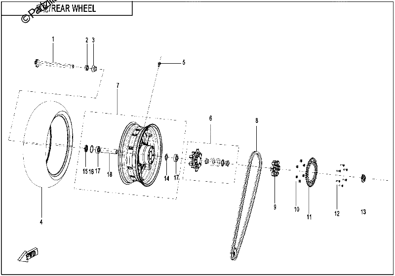Diagrama de REAR WHEEL