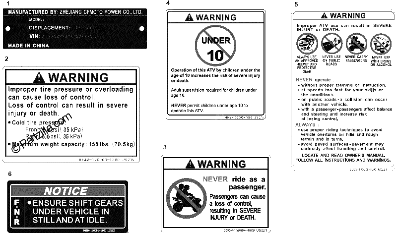 Diagrama de WARNING DECAL INTERNATIONAL 1