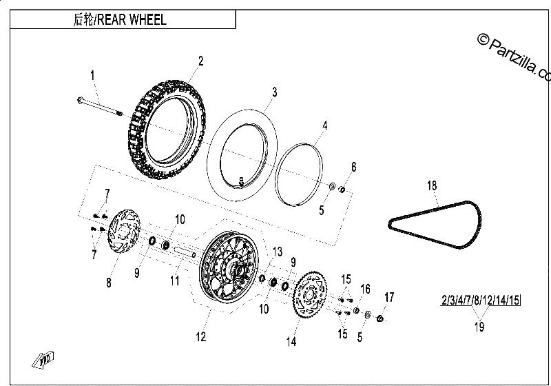 Diagrama de REAR WHEEL