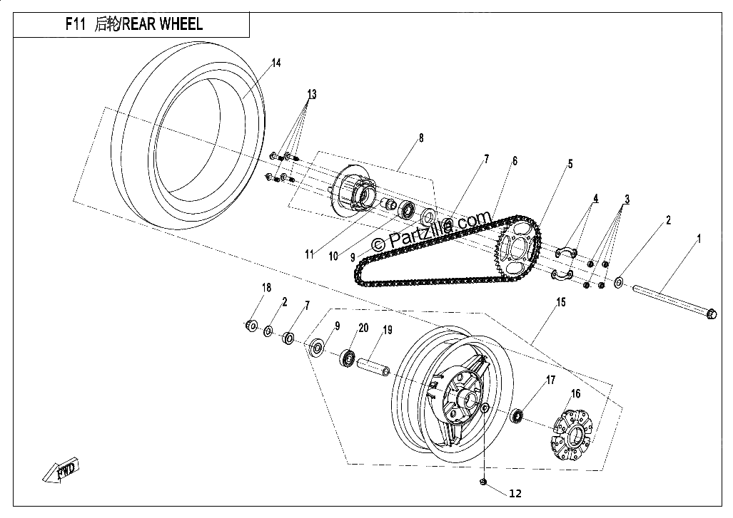 Diagrama de REAR WHEEL