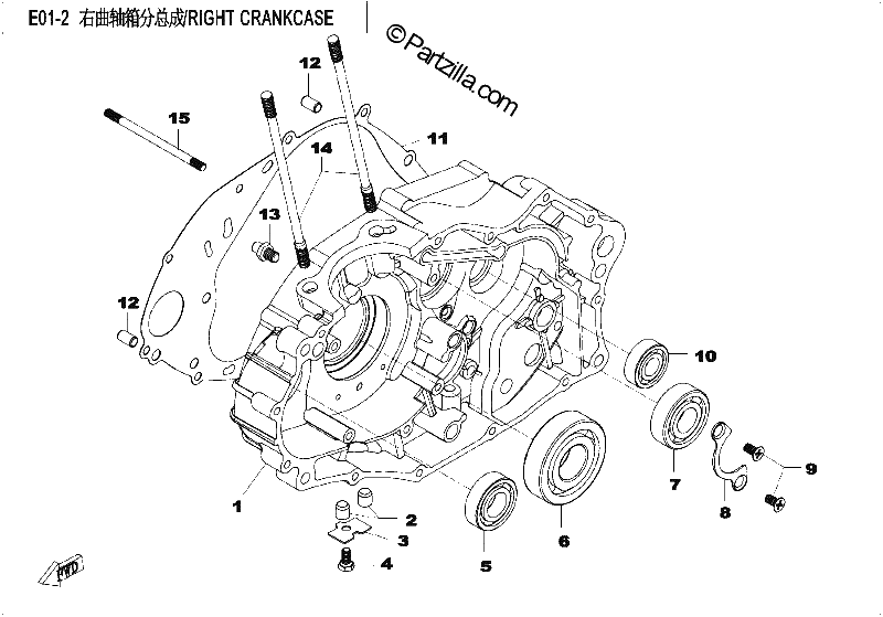 Diagrama de RIGHT CRANKCASE ASSY