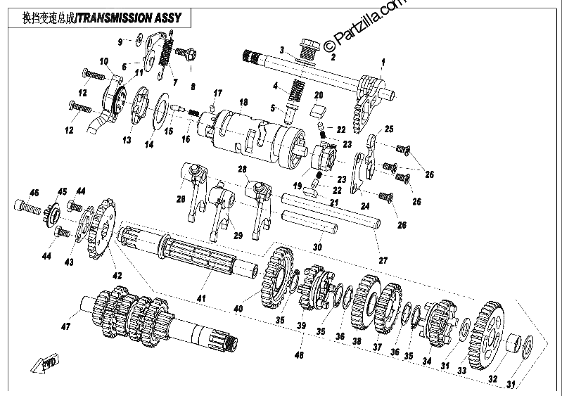 Diagrama de TRANSMISSION ASSY