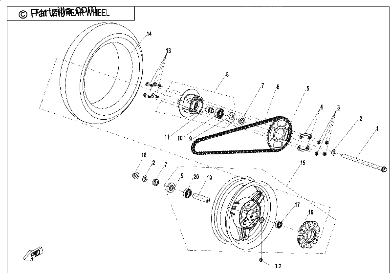 Diagrama de REAR WHEEL